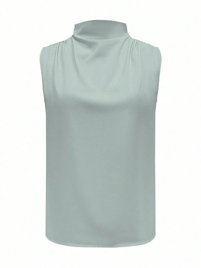 Women Elegant Solid Color Sleeveless Casual Top Summer