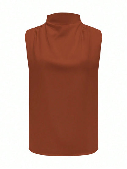 Women Elegant Solid Color Sleeveless Casual Top Summer