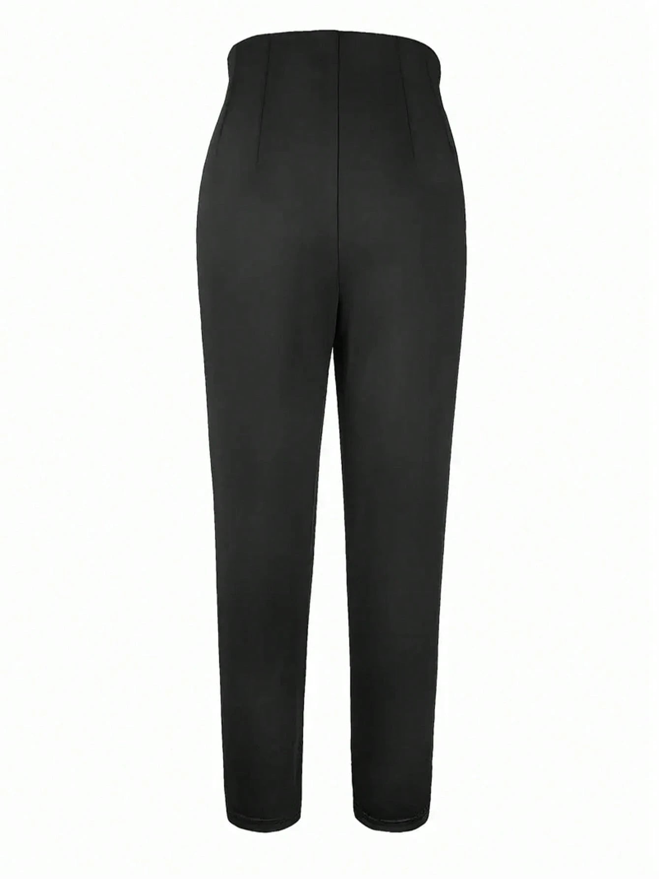 Women's Autumn Waist-Cinching Slim Fit Ankle-Length Commuter Pants, Office Black