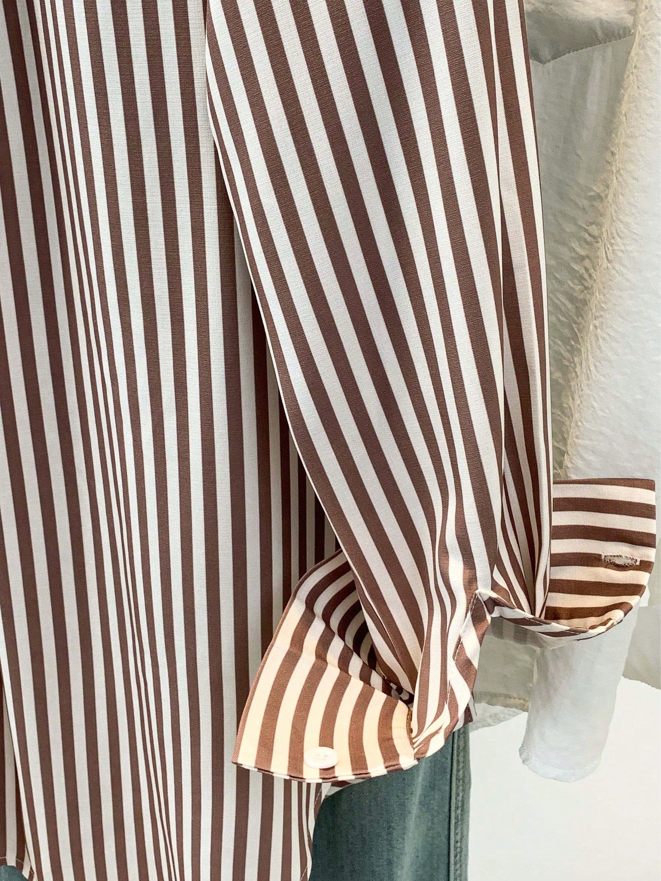 Women's Casual Basic Striped Pointed Collar Long Sleeve Shirt Blouse With Button Pockets, Suitable For Daily Office Wear, Autumn/Winter/Spring