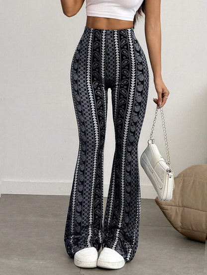 Women's Casual Geometric Print Leggings Spring Black