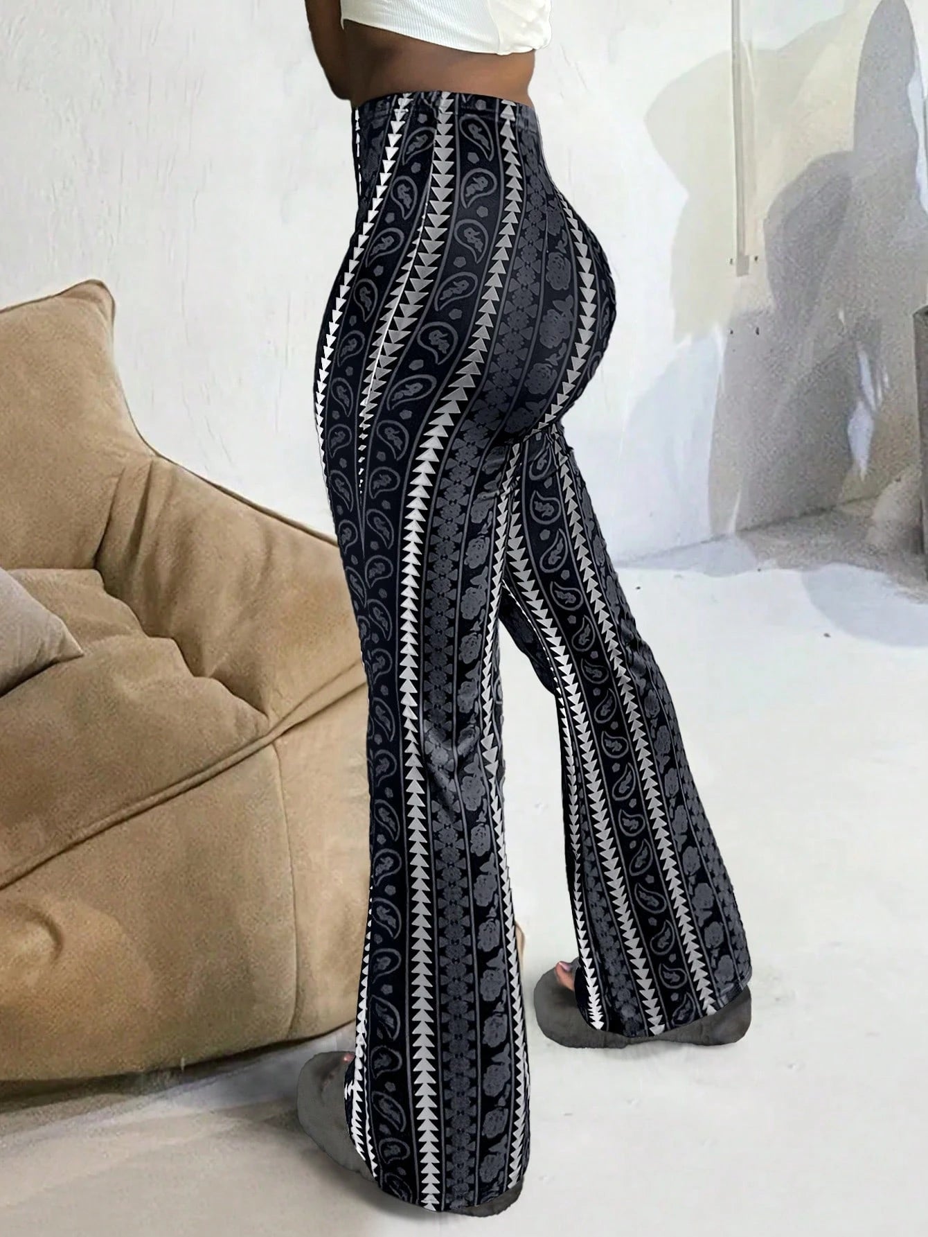 Women's Casual Geometric Print Leggings Spring Black