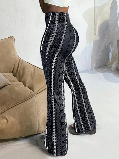 Women's Casual Geometric Print Leggings Spring Black