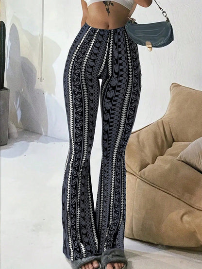Women's Casual Geometric Print Leggings Spring Black