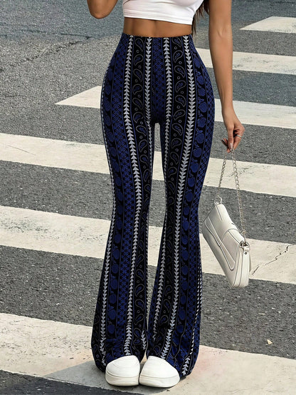 Women's Casual Geometric Print Leggings Spring Black