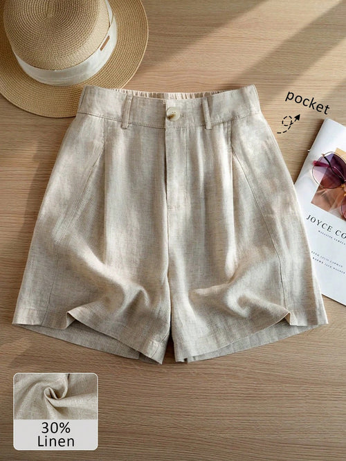 Women's Casual Linen Blend Pleated A-Line Shorts, Spring/Summer, Effortless Style