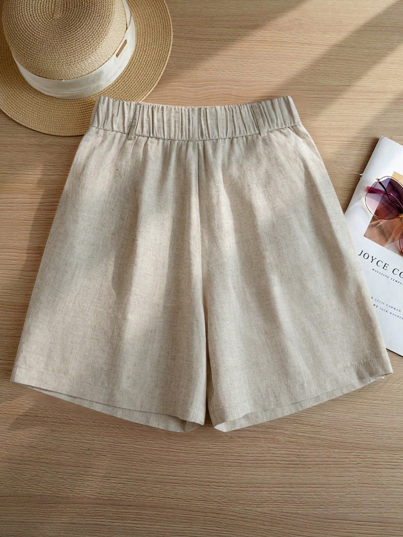 Women's Casual Linen Blend Pleated A-Line Shorts, Spring/Summer, Effortless Style