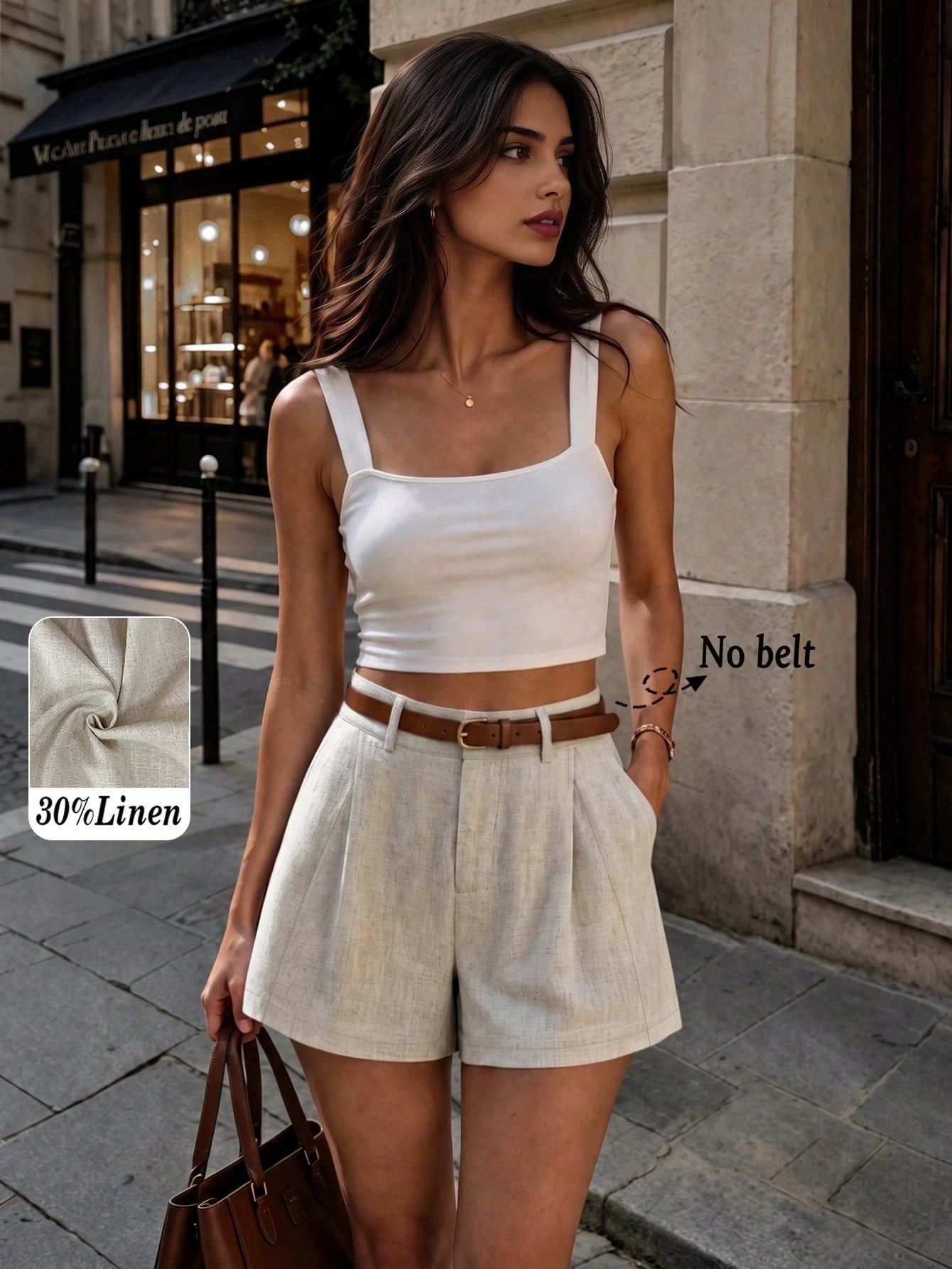 Women's Casual Linen Blend Pleated A-Line Shorts, Spring/Summer, Effortless Style