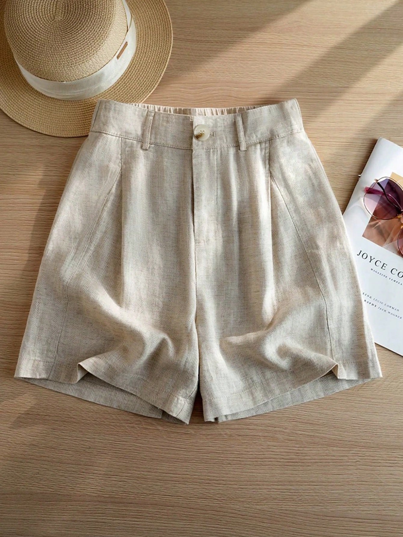 Women's Casual Linen Blend Pleated A-Line Shorts, Spring/Summer, Effortless Style