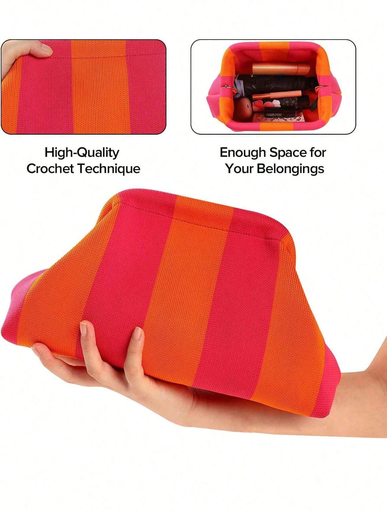 Women's Cloud Pattern Striped Handbag  Lightweight & Foldable For Daily Work Makeup Party Vacation