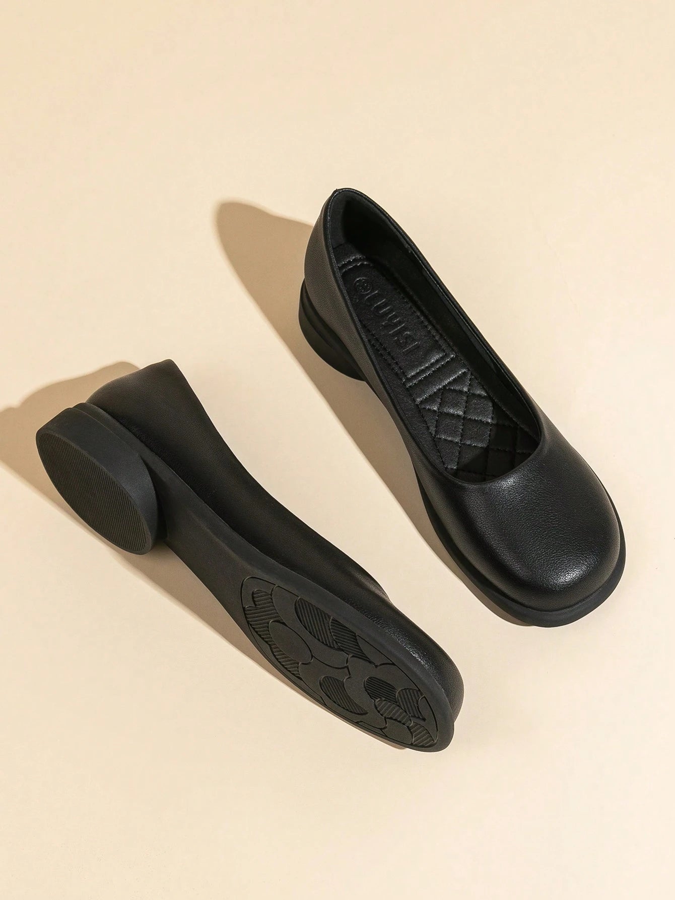 Women's Comfortable Black Flat Slip-On Casual Shoes, Soft & Gentle Office Work Shoes, Breathable Laser Cut Pattern Lightweight Ballet Flats