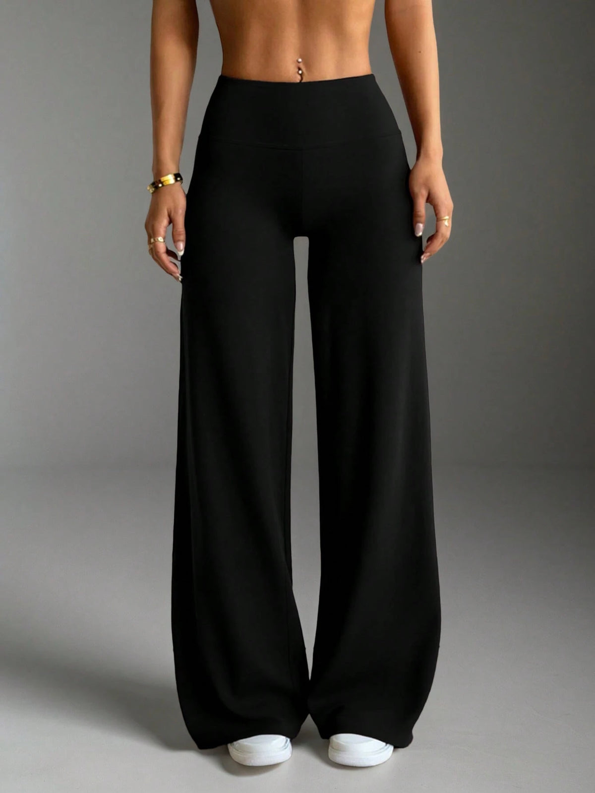 Women's Commuting Sports Elegant Modern Workplace Solid Color Slim Fit Flare Pants Spring Black, Office Siren