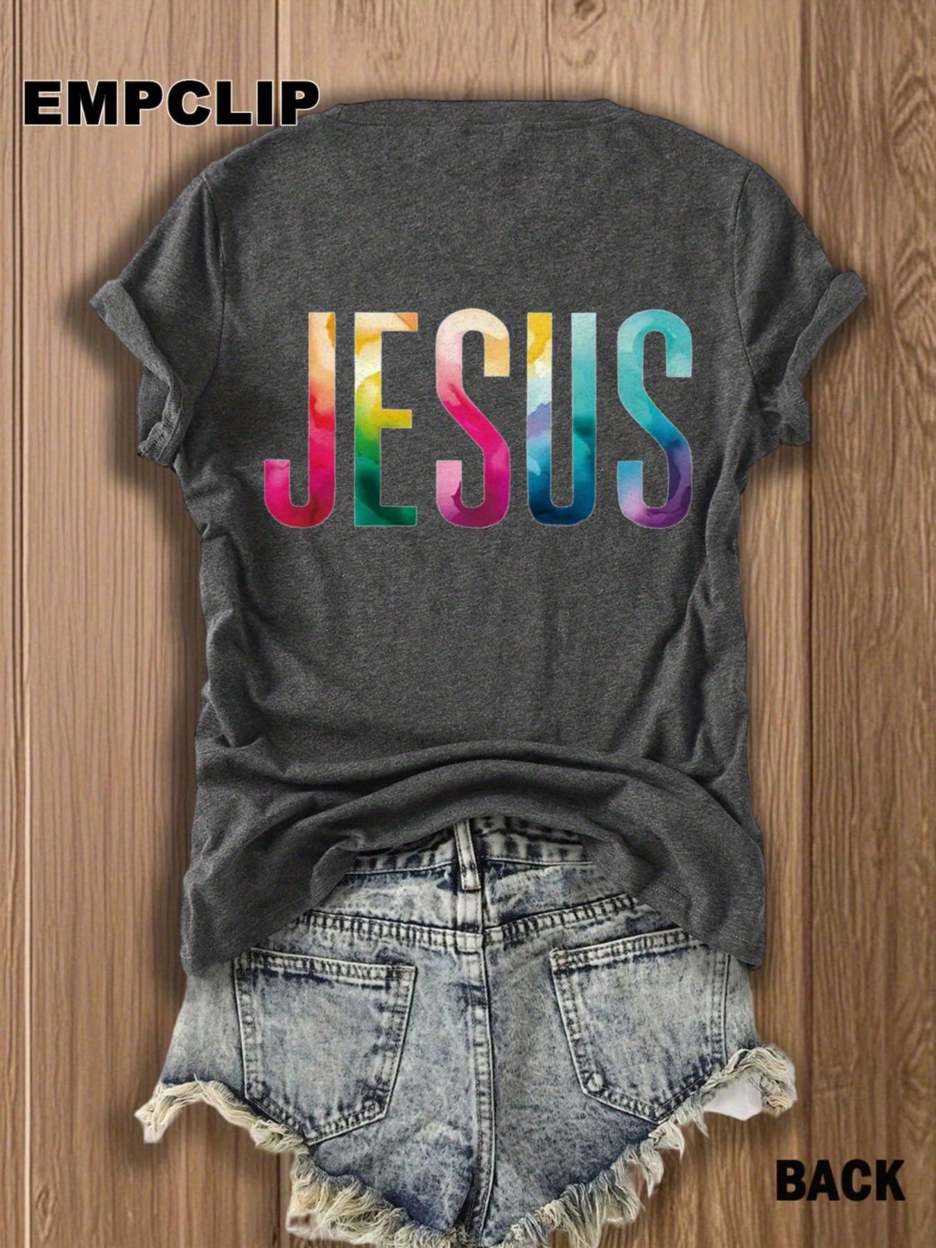 Women's Double-Sided Print T-Shirt Jesus The Way Truth Life Colorful Inspirational Christian Tee Faith-Based Apparel For Church Worship Religious Activities Fashion Religious Shirt