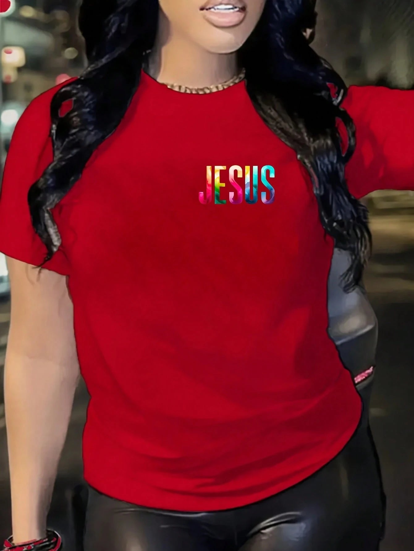 Women's Double-Sided Print T-Shirt Jesus The Way Truth Life Colorful Inspirational Christian Tee Faith-Based Apparel For Church Worship Religious Activities Fashion Religious Shirt