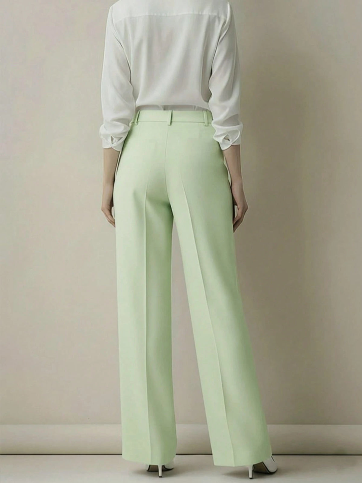 Women's Elegant High Waist Pleated Wide Leg Trousers Casual Office Commuting Drapey Suit Pants With Pockets Fall