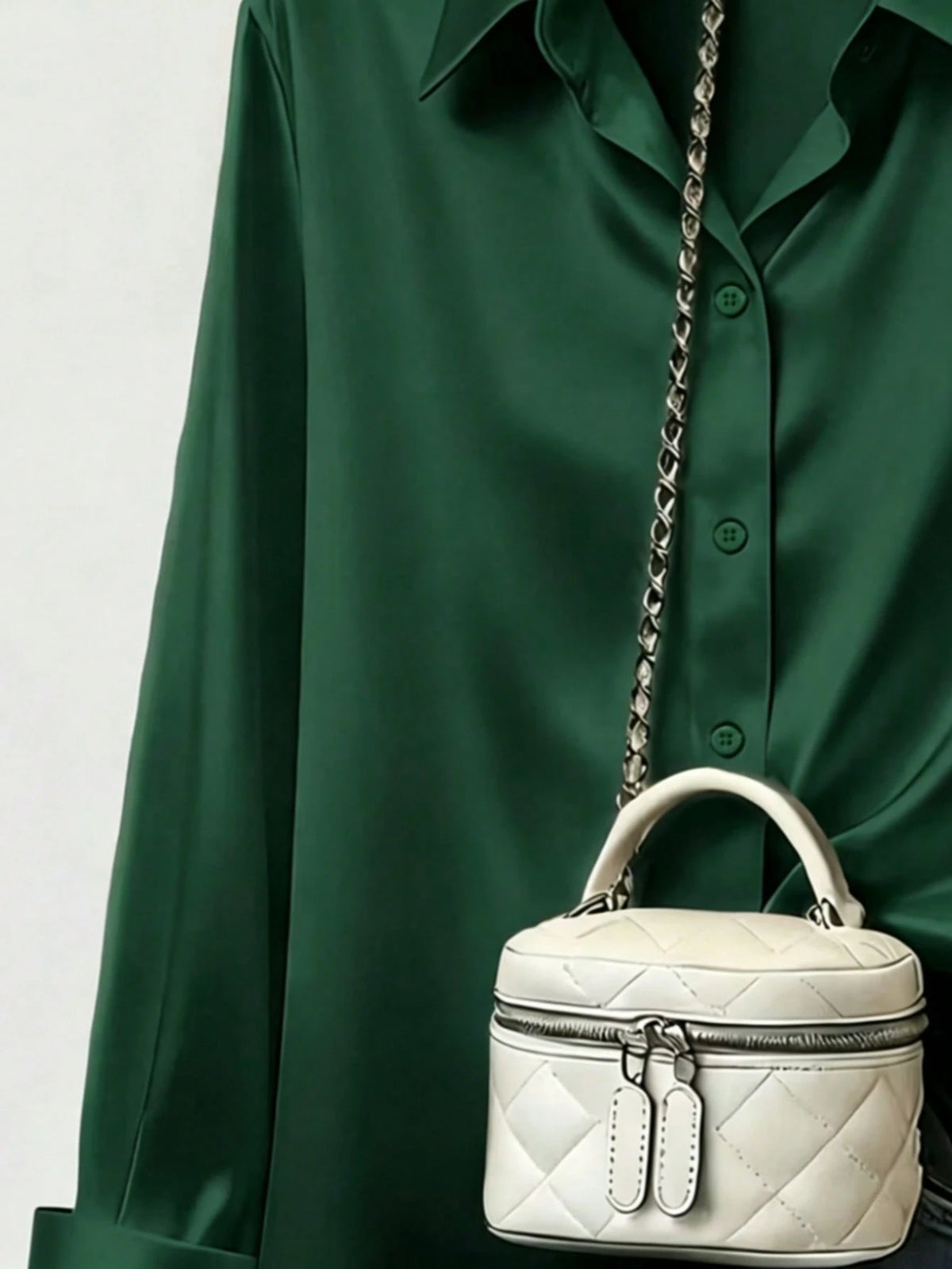 Women's Elegant Satin Blouse, Versatile For Work And Casual Wear, Spring/Autumn