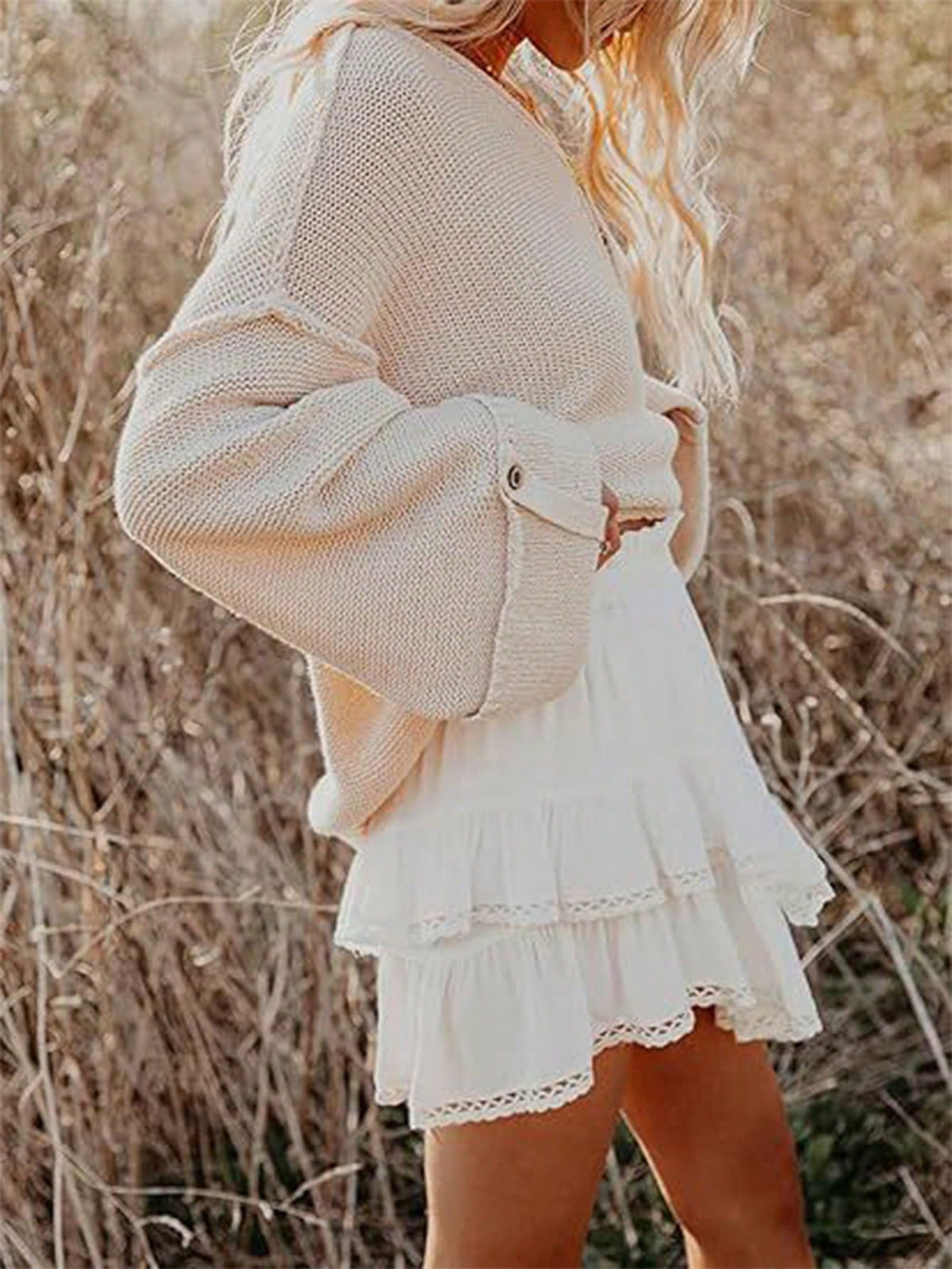 Women's Elegant White Skort Pants With Elastic Waist, Ruffle Hem And Lace Trim, Suitable For Casual, Vacation, Sports, Golf Skort Summer, Coquette Aesthetic