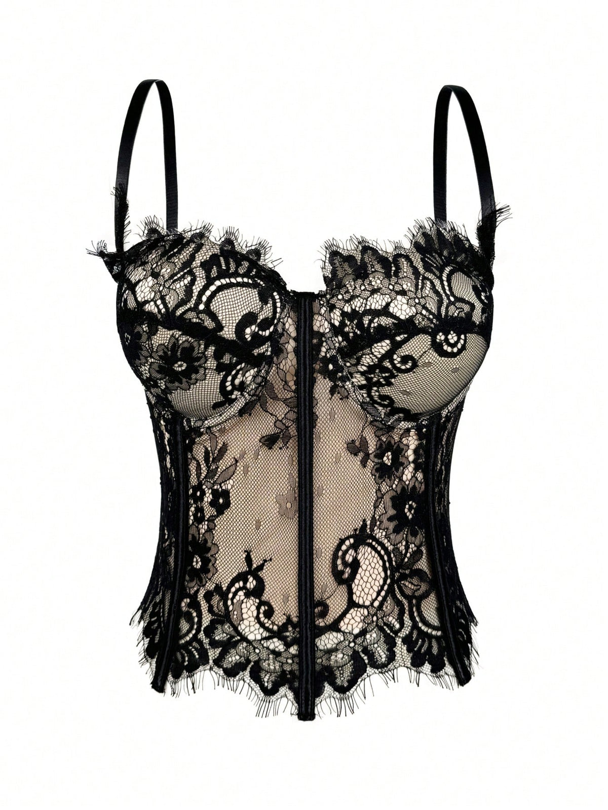 Women's Floral Lace Corset Camisole Top, Elegant & Sexy Vacation Casual Black Summer, Romantic