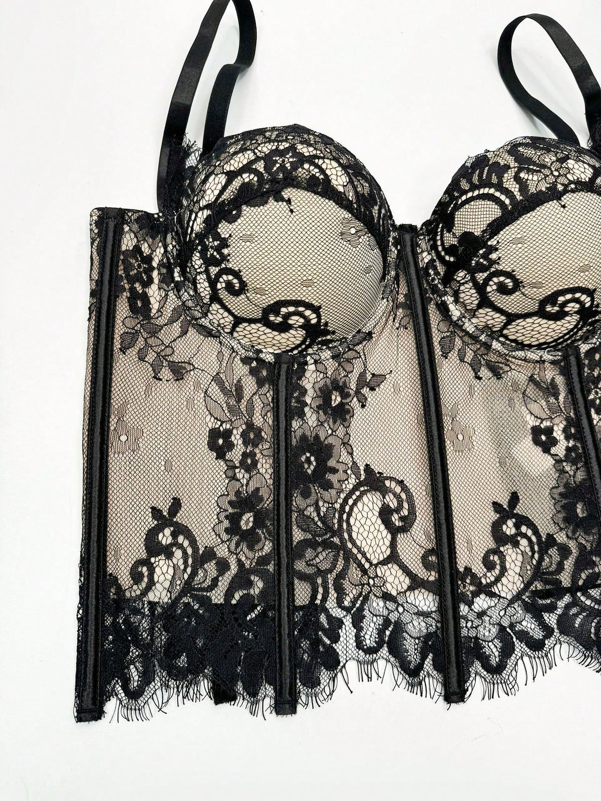Women's Floral Lace Corset Camisole Top, Elegant & Sexy Vacation Casual Black Summer, Romantic