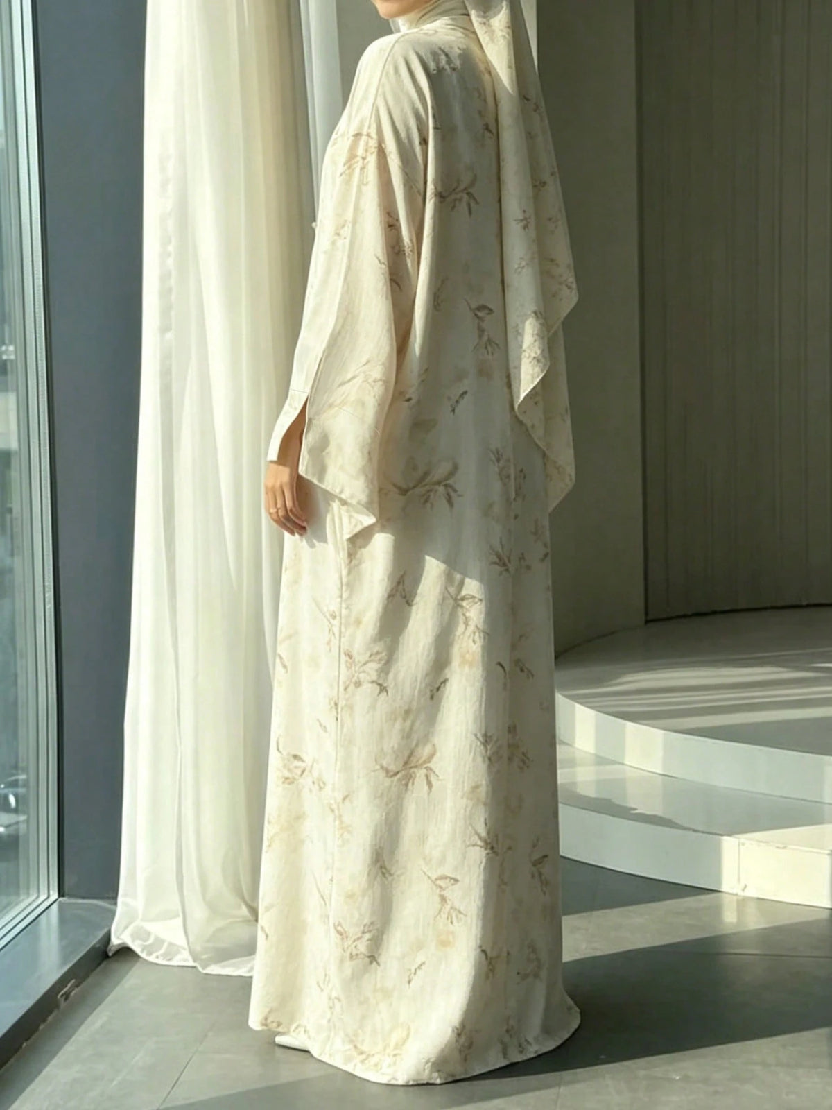 Women's Floral Print Arabic Long Robe, Casual Cardigan, Suitable For Daily And Festival Wear, Women's Long Loose Robe Vacation Fall
