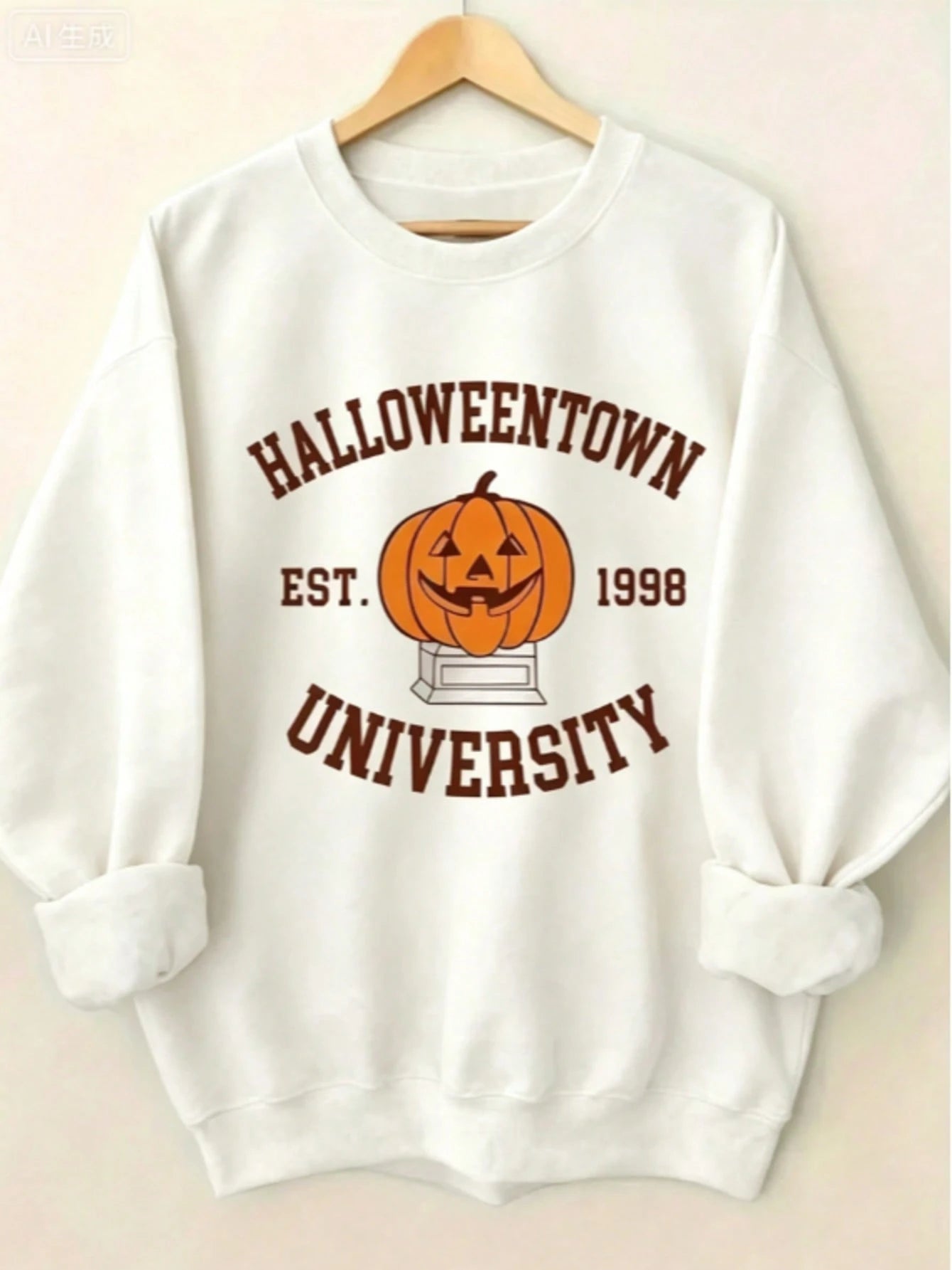 Women's Halloween Sweater- Pumpkin Pattern Pullover From Halloween Town University, Founded In 1998- Gray Crew Neck Sweatshirt, Suitable For Hallowe