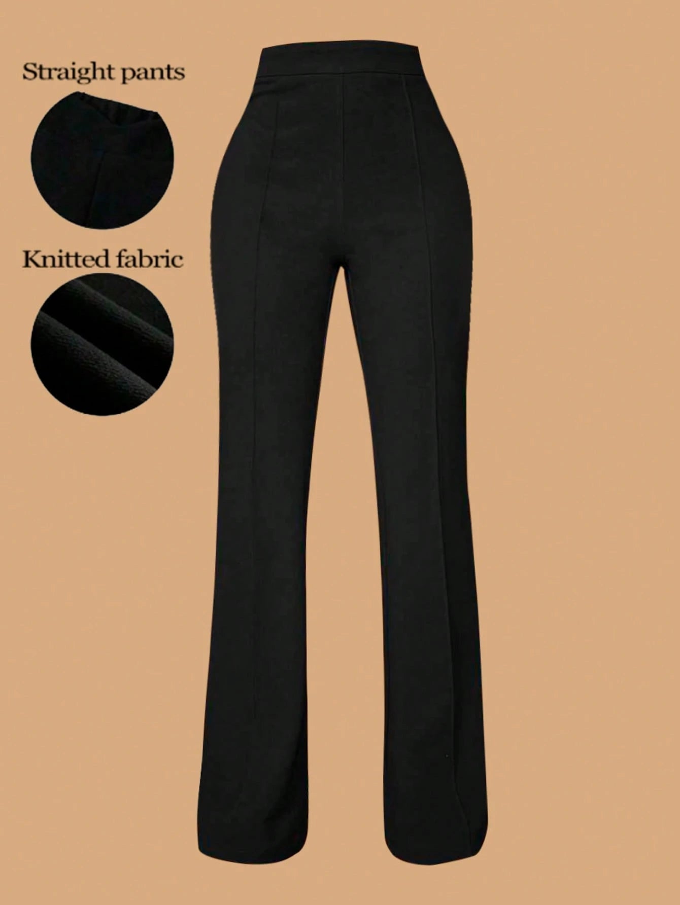 Women's High Waist Slim Fit Elegant Minimalist Office Pants, Women Apparel, Women's Bottoms Black Spring