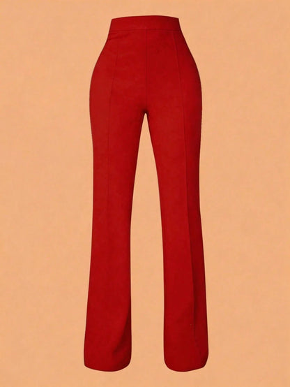 Women's High Waist Slim Fit Elegant Minimalist Office Pants, Women Apparel, Women's Bottoms Black Spring