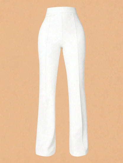 Women's High Waist Slim Fit Elegant Minimalist Office Pants, Women Apparel, Women's Bottoms Black Spring