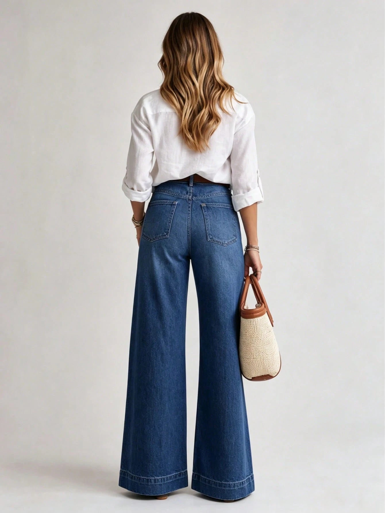 Women's High Waist Wide Leg Jeans Flare Denim Pants Casual Loose Fit For Summer Daily Wear Vacation Travel Versatile Comfortable Long Trousers