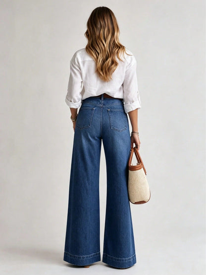 Women's High Waist Wide Leg Jeans Flare Denim Pants Casual Loose Fit For Summer Daily Wear Vacation Travel Versatile Comfortable Long Trousers