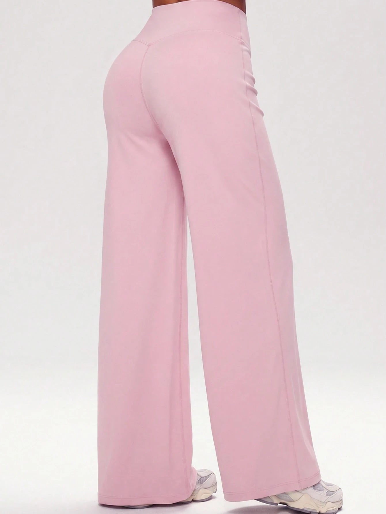 Women's Minimalist High Waist Sports Fitness Running Wide Leg Pants, Comfortable Casual Leggings, High Stretch Flared Commuting Yoga Trousers Pink