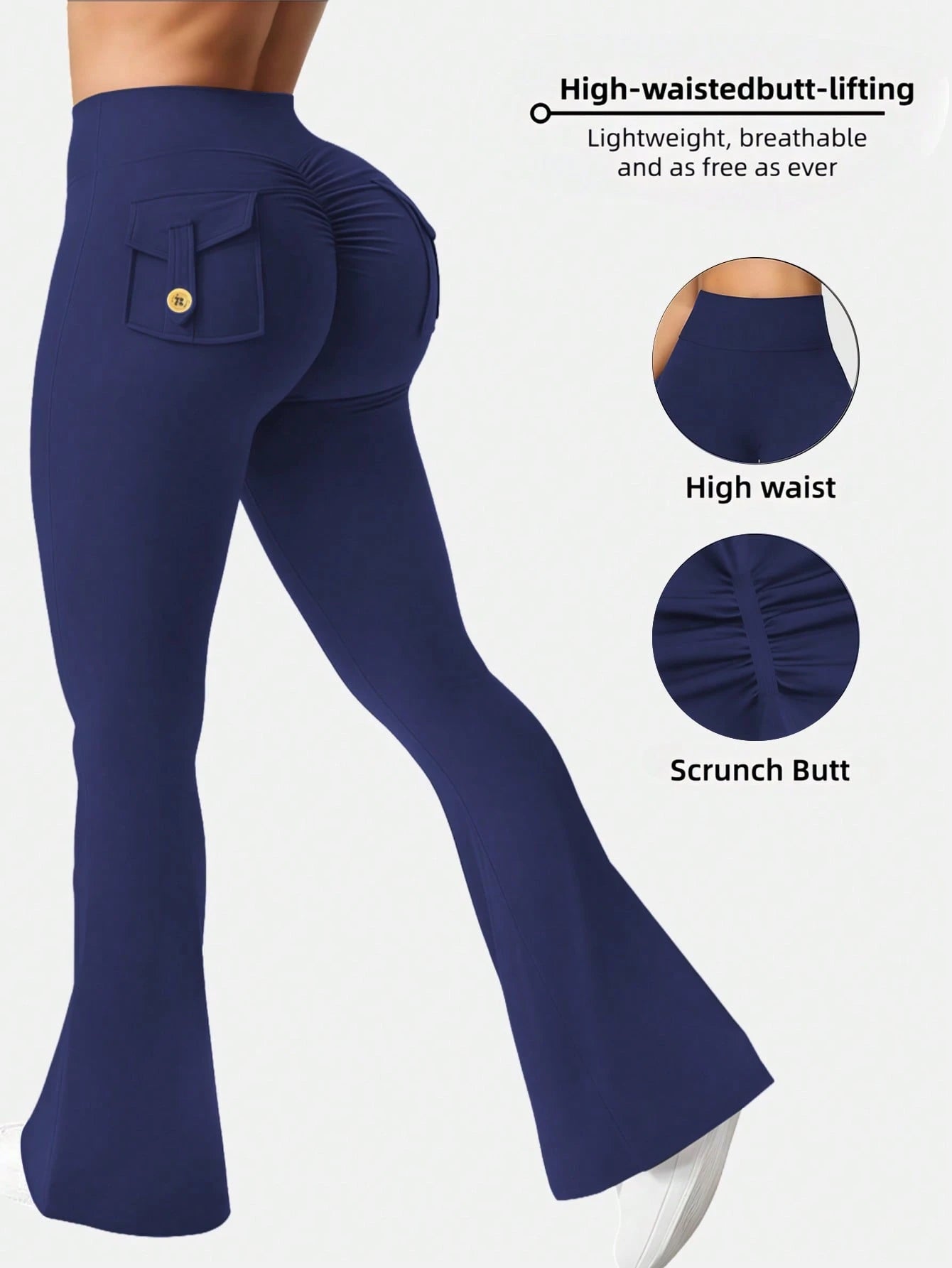 Women's Outdoor Slight-Flare Pants, Outdoor Athletic Pants With Pockets, Women's Fitted Athletic Pants, Butt-Lifting Yoga Pants (Spring/Autumn Style)