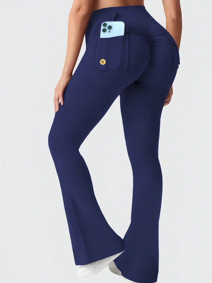 Women's Outdoor Slight-Flare Pants, Outdoor Athletic Pants With Pockets, Women's Fitted Athletic Pants, Butt-Lifting Yoga Pants (Spring/Autumn Style)