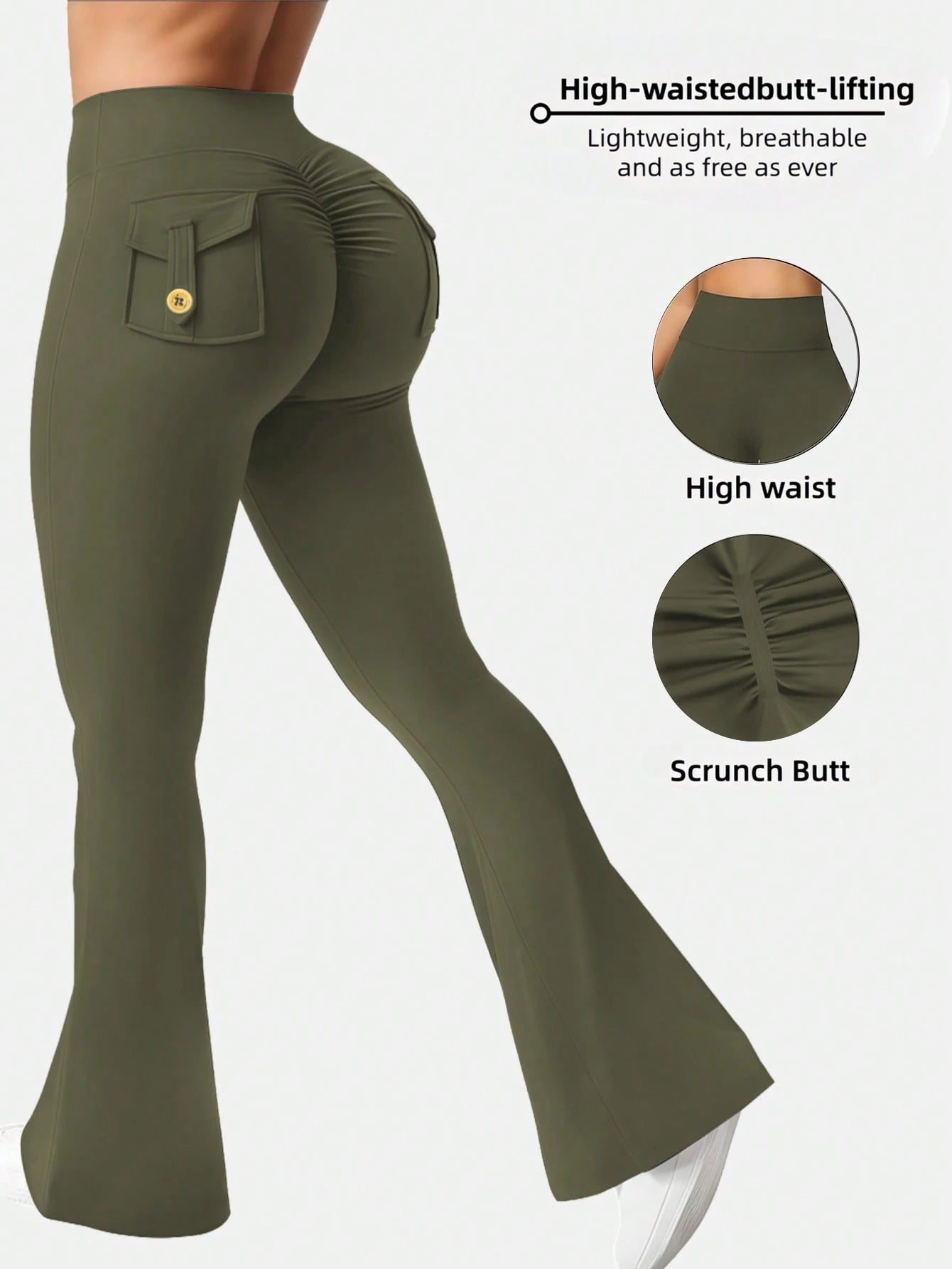Women's Outdoor Slight-Flare Pants, Outdoor Athletic Pants With Pockets, Women's Fitted Athletic Pants, Butt-Lifting Yoga Pants (Spring/Autumn Style)
