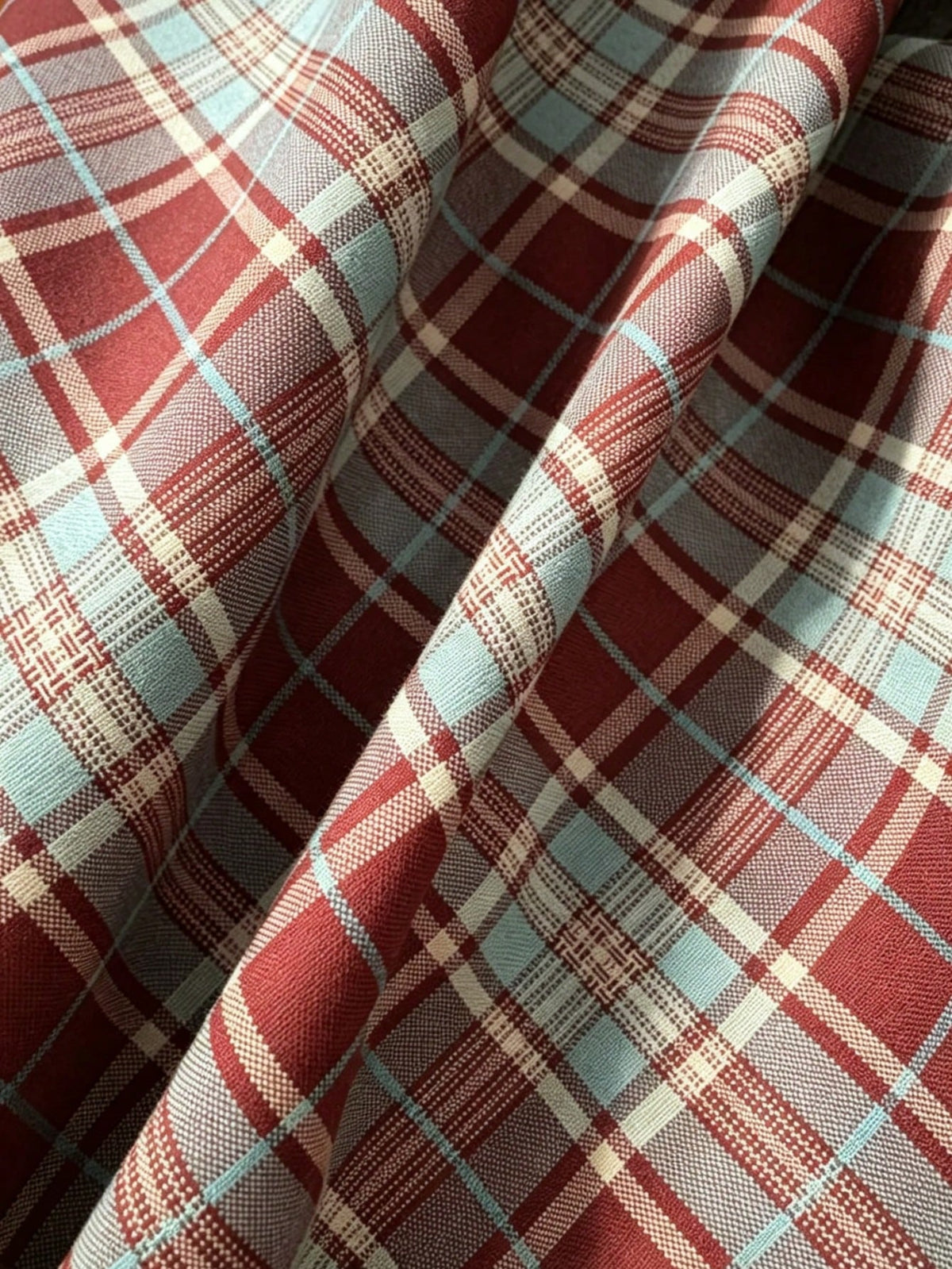 Women's Plaid Collar Puff Sleeve Tie-Up Button Front Blouse Summer Red