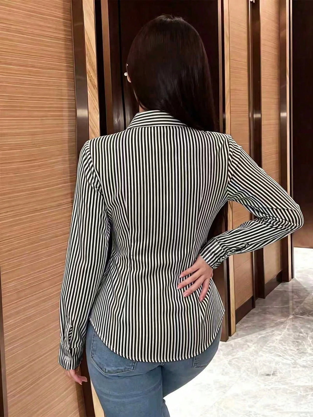 Women's Plain Color Long Sleeve Wrap Blouse, Spring Autumn Women Shirt