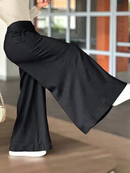 Women's Premium Loose Casual Floor-Length Wide Leg Pants For Autumn Commute White