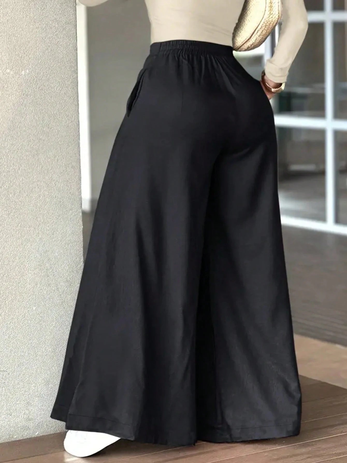 Women's Premium Loose Casual Floor-Length Wide Leg Pants For Autumn Commute White