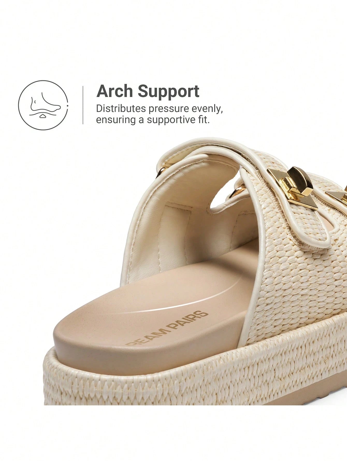 Women's Raffia Espadrilles 1.85-Inch Platform Sandals Comfortable Wedge Sandals Adjustable Buckle Cute Slide Beach Vacation Summer Shoes