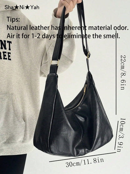 Women's Retro Maillard Crossbody Bag, New Korean Fashion Large Capacity Handbag