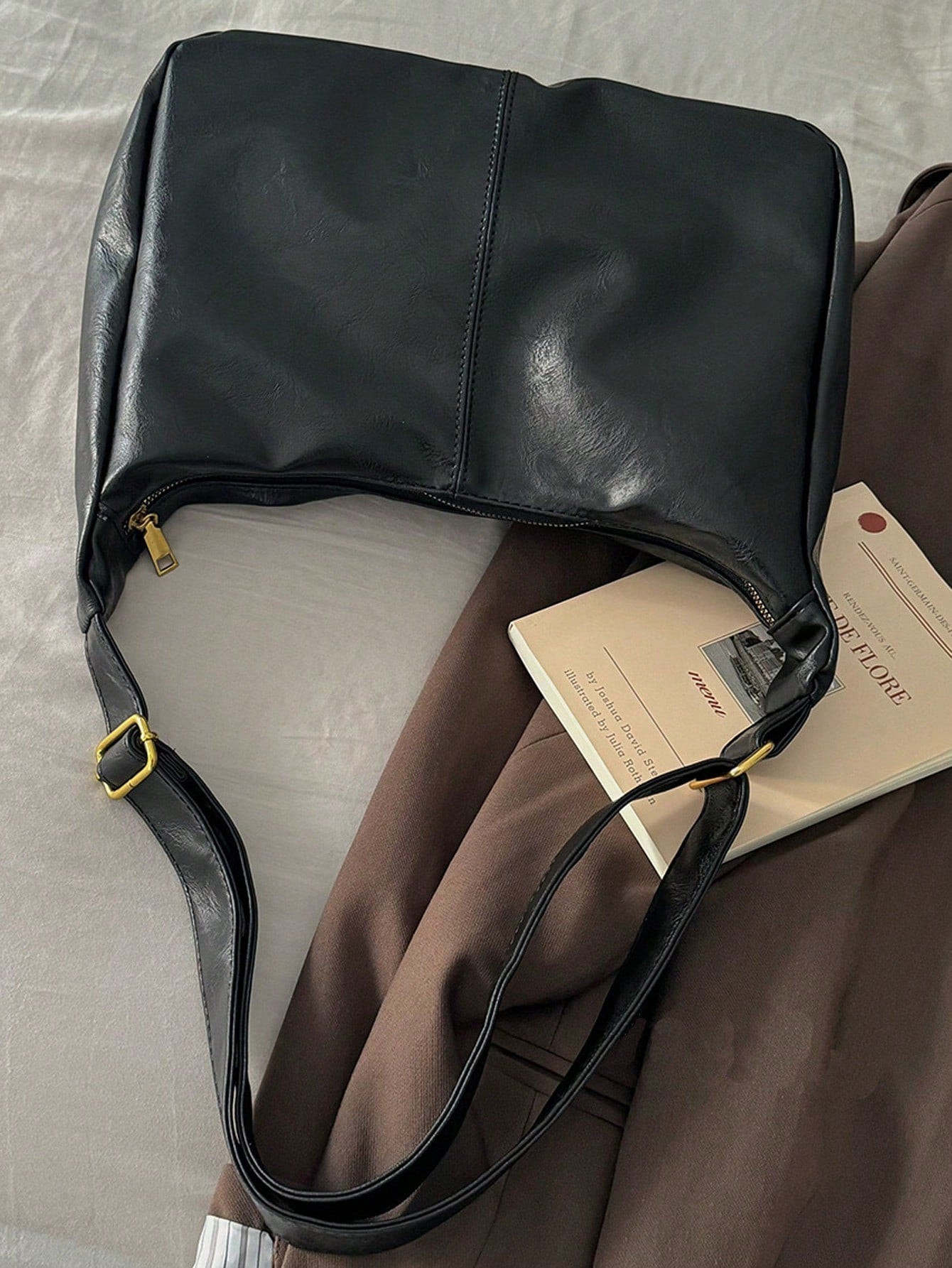 Women's Retro Maillard Crossbody Bag, New Korean Fashion Large Capacity Handbag