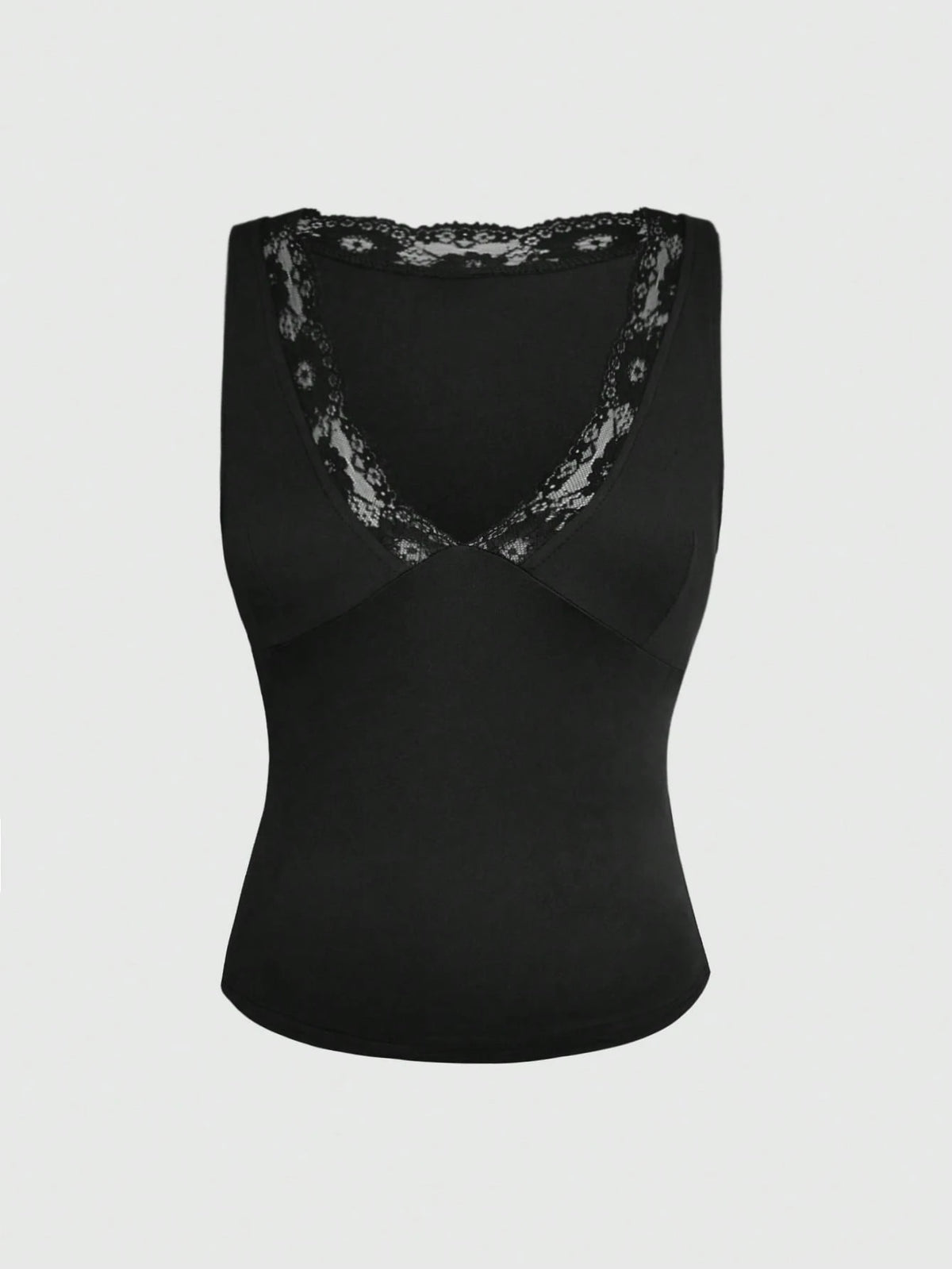 Women's Sexy Lace V-Neck Y2K Fashion Christmas Comfortable Casual Camisole Top, Suitable For Spring, Summer, Daily Commute And Vacation Wear Black