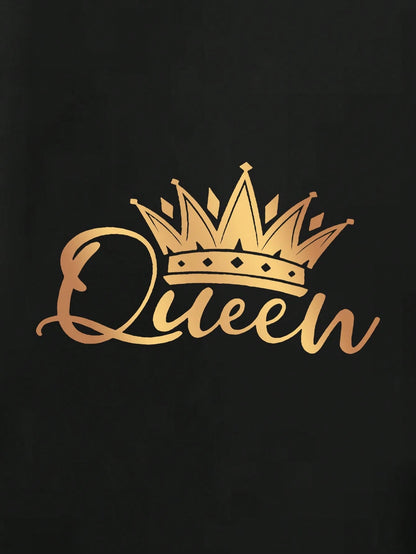Women's Slim Fit Mini Dress With Crown & Letter Print