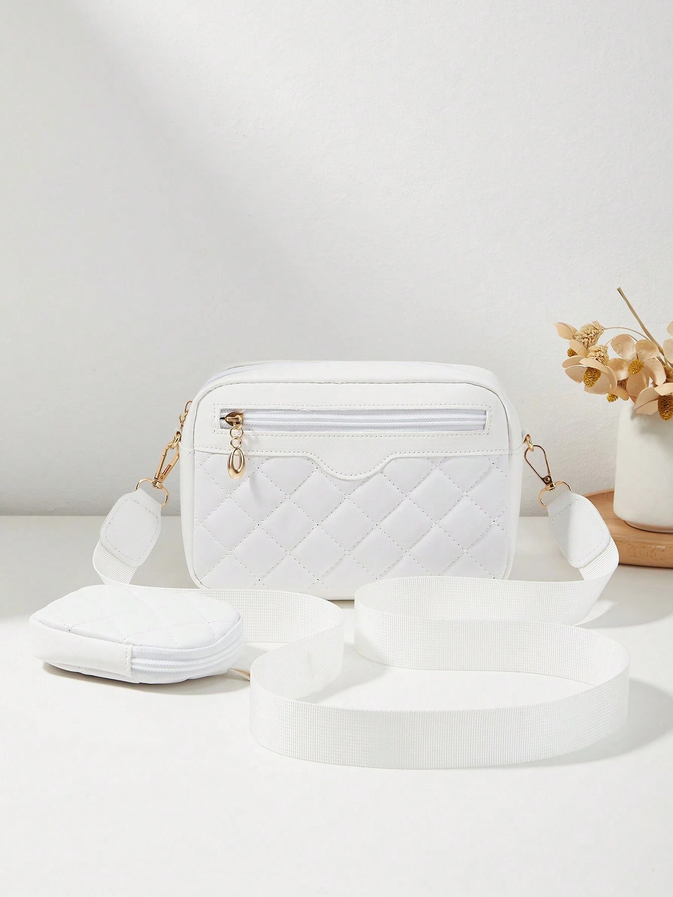 Women's Small Square Shoulder Crossbody Bag, Quilted Diamond-Patterned Purse, Mini Pouch