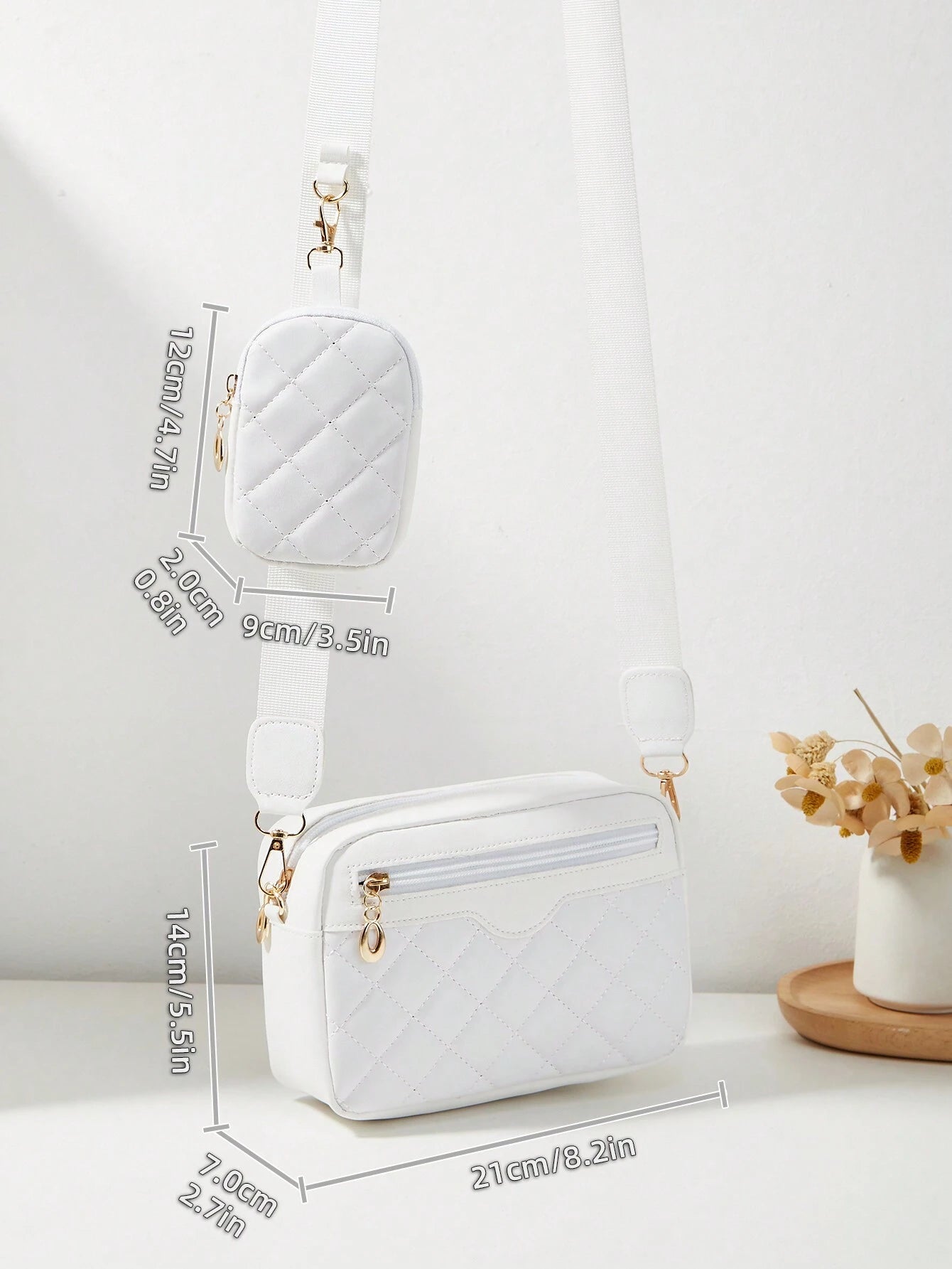 Women's Small Square Shoulder Crossbody Bag, Quilted Diamond-Patterned Purse, Mini Pouch
