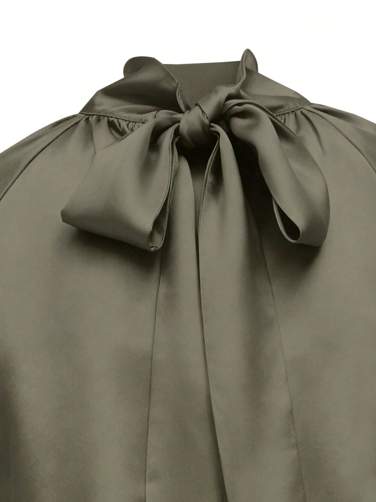 Women's Solid Color High Collar Lantern Sleeve Fashionable Modest Elegant Blouse, Spring/Autumn