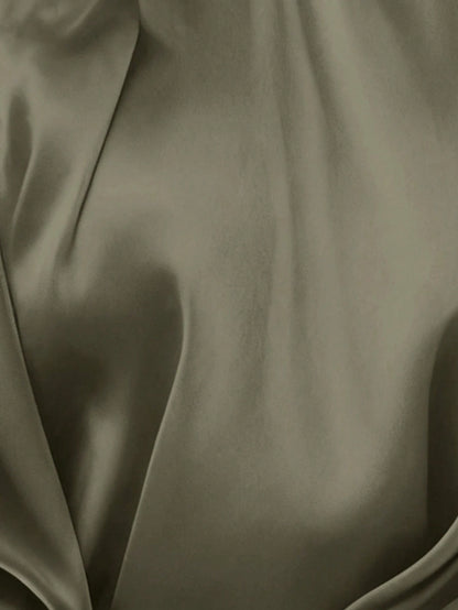 Women's Solid Color High Collar Lantern Sleeve Fashionable Modest Elegant Blouse, Spring/Autumn