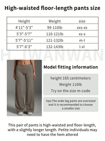 Women's Solid Color Long Loose Wide Leg Yoga Pants, Comfortable And Slimming, Suitable For Running, Fitness And Yoga Sports