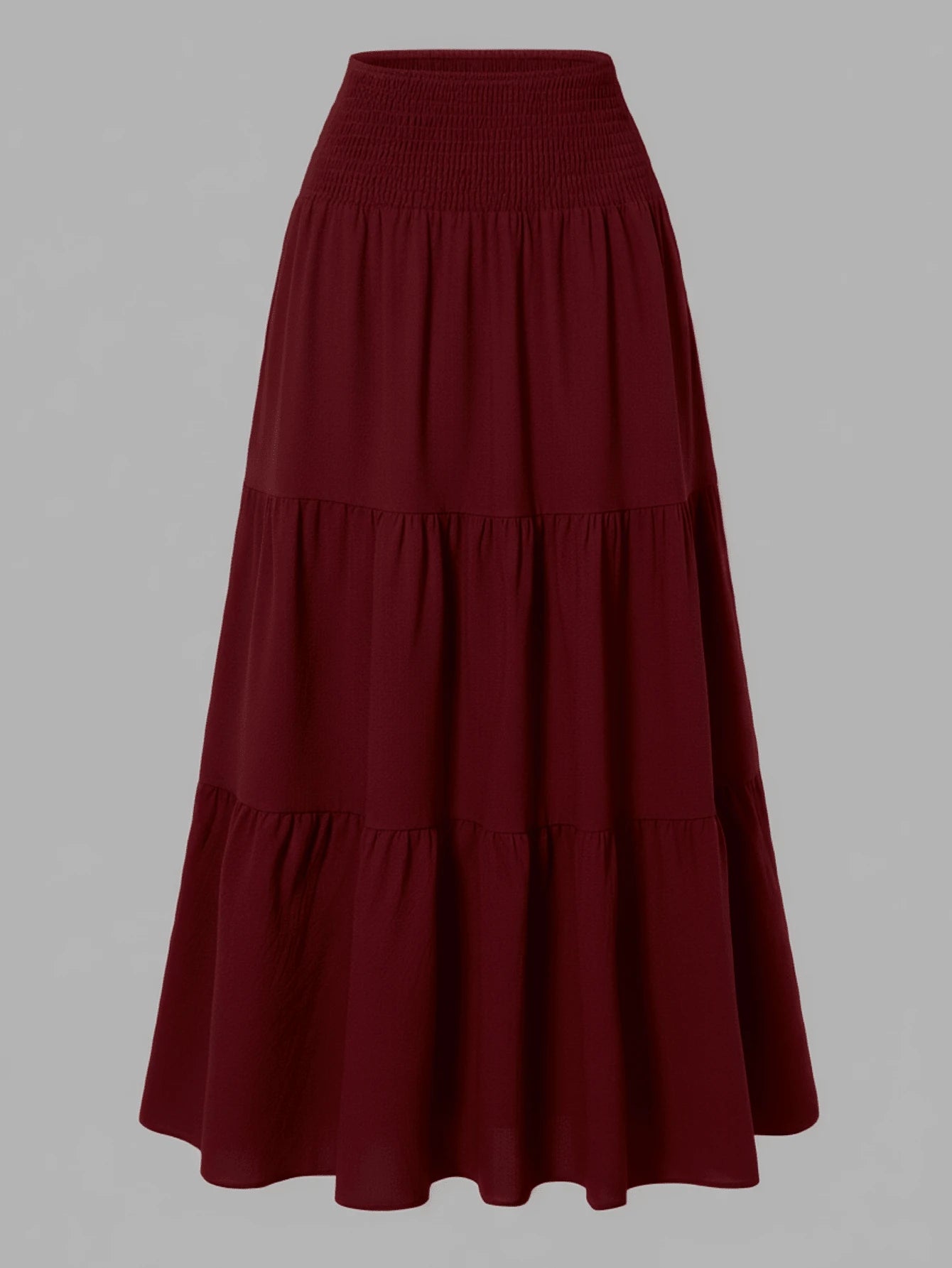 Women's Solid Color Minimalist Versatile Ruffle Hem Bubble Crinkle Feeling Semi-Sheer Skirt Summer
