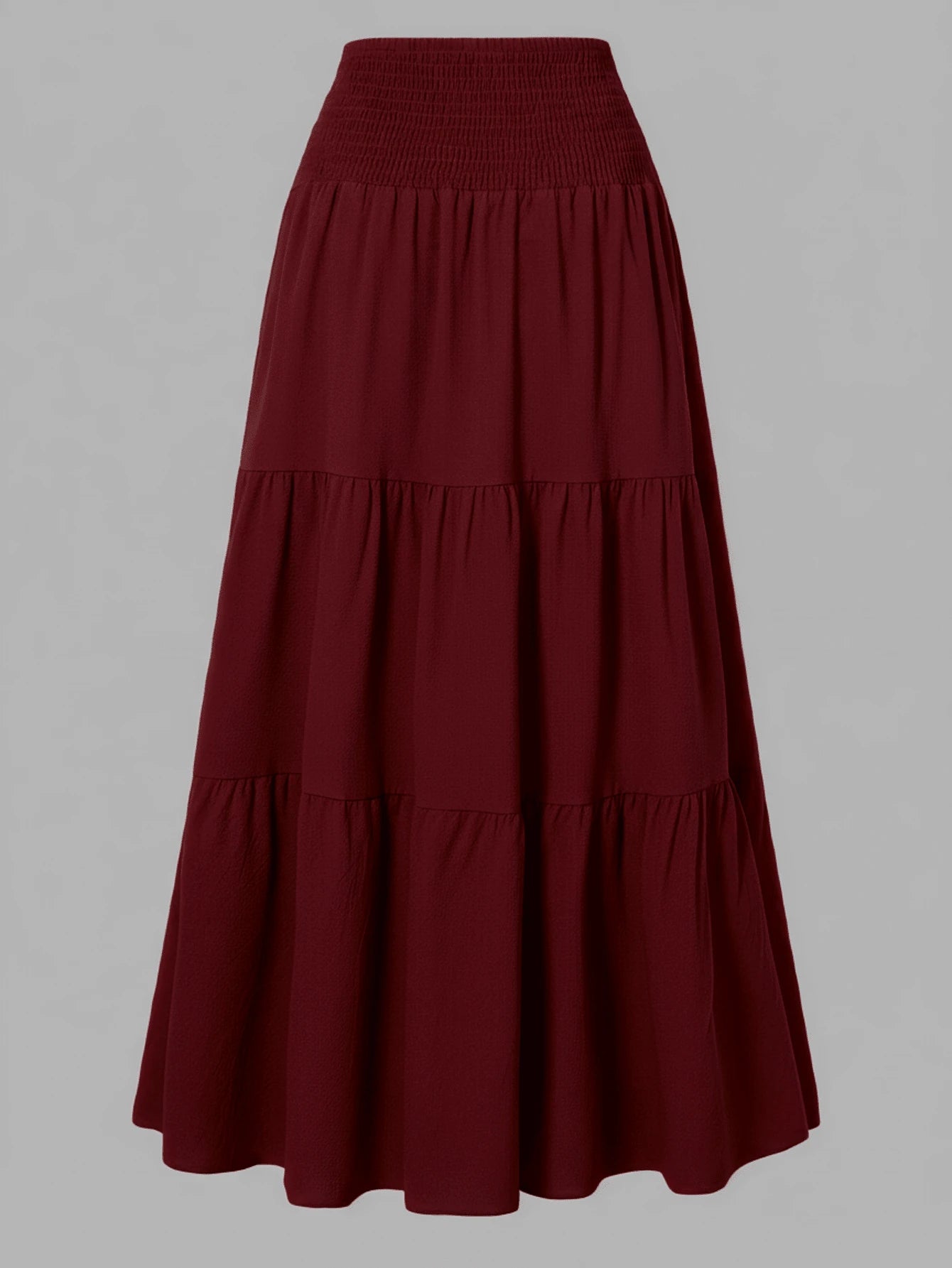 Women's Solid Color Minimalist Versatile Ruffle Hem Bubble Crinkle Feeling Semi-Sheer Skirt Summer